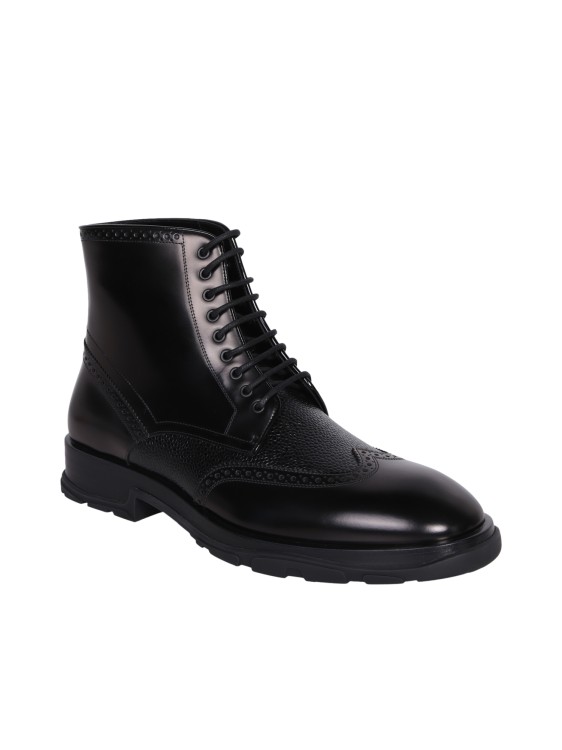 Alexander Mcqueen Black Lace-up Boots In Black