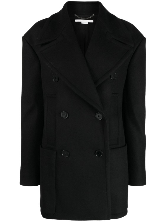 Shop Stella Mccartney Black Double Breasted Coat