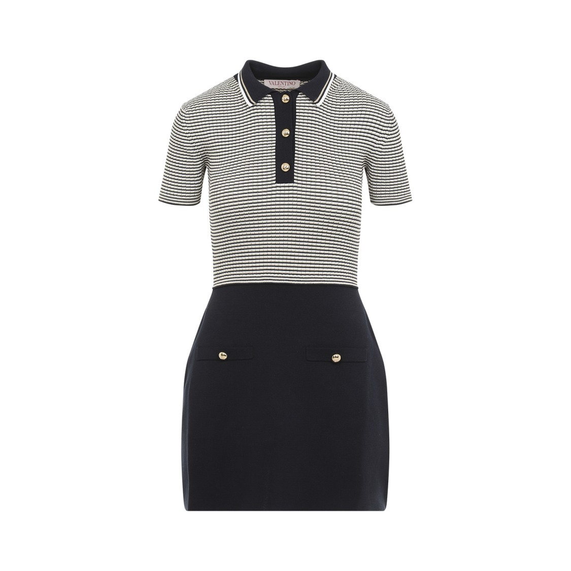 Valentino Multicolor Cotton Mini Dress In Black