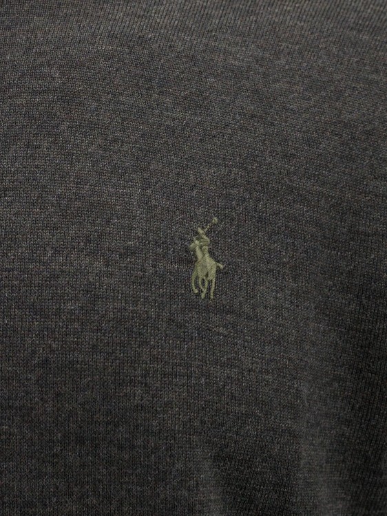 Shop Polo Ralph Lauren Wool Slim Fit Sweater With Logo Embroidery In Grey