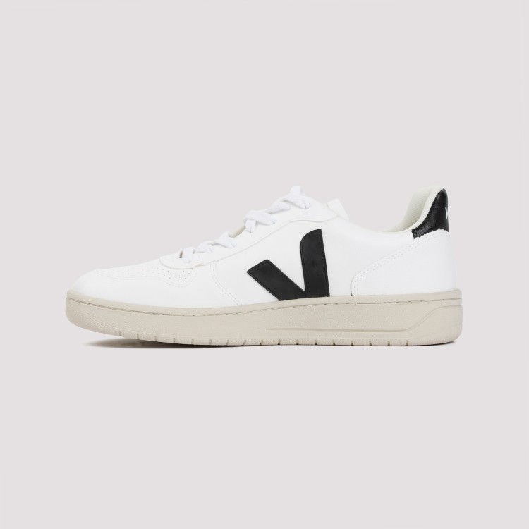 Shop Veja White And Black Leather V10 Sneakers In Grey