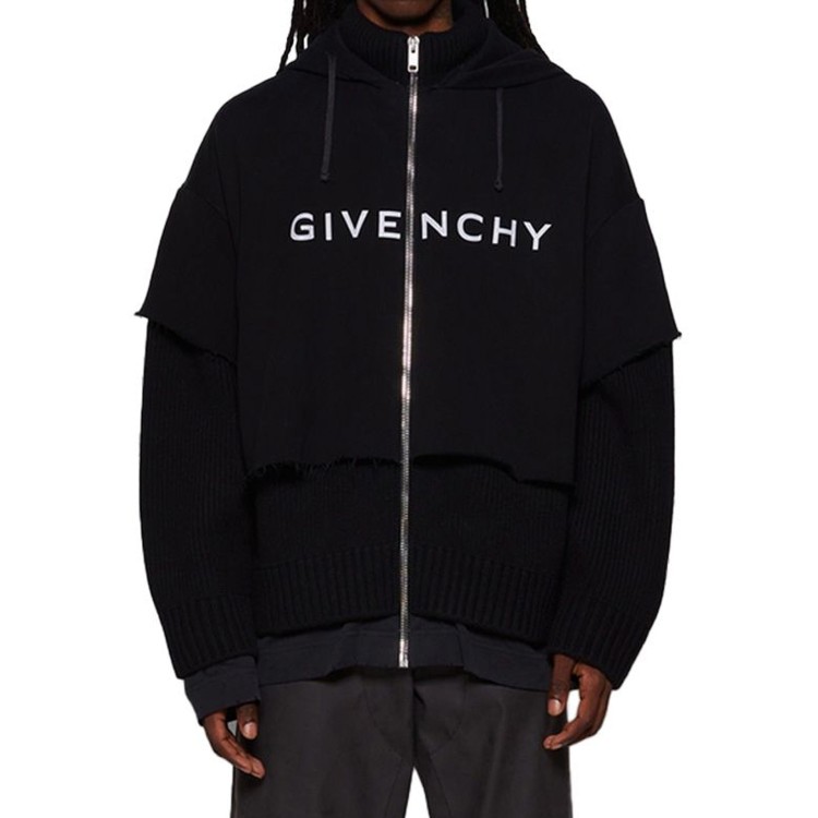 Shop Givenchy Zipped Hoodie Sweatshirt In Black