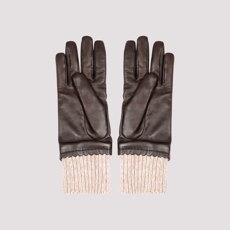 Shop Chloé Brown Leather Jamie Gloves