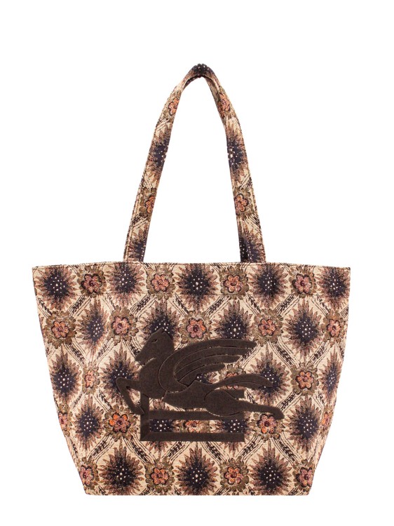 Shop Etro Fabric Shopping Bag With Pegasus Embossed Maxi Embroidery In Black
