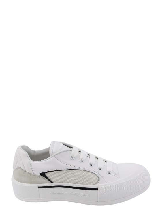 Shop Alexander Mcqueen Leather And Canvas Sneakers In White