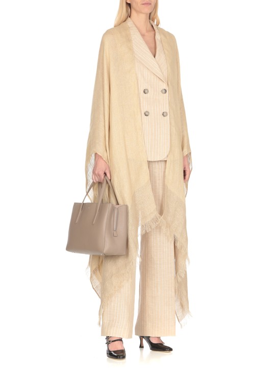 Shop Peserico Beige Linen Doublebreasted Gilet In Neutrals