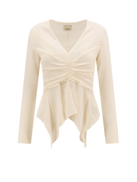 Shop Isabel Marant Shirt With Front Drapery In Neutrals