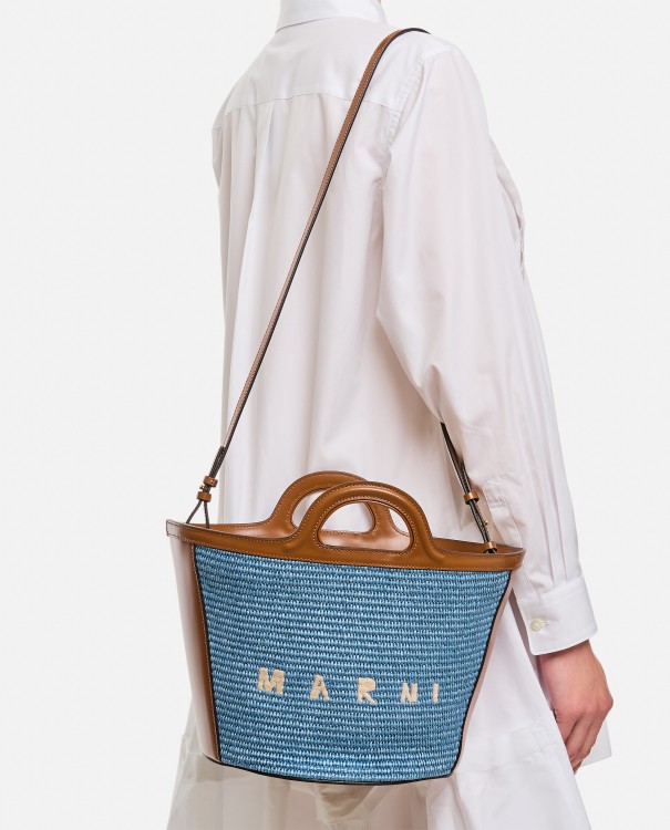 Shop Marni Small Tropicalia Raffia Bag In Blue