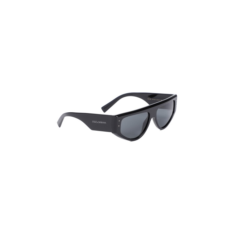 Shop Dolce & Gabbana Black Acetate Sharped Sunglasses In Grey