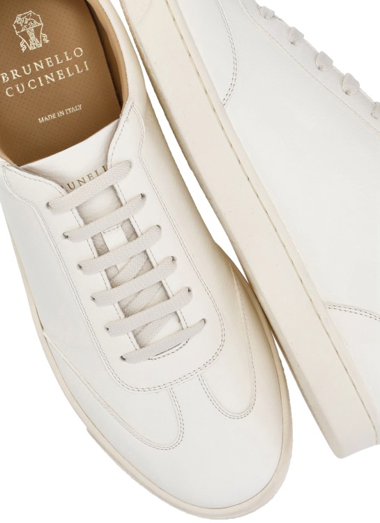 Shop Brunello Cucinelli Leather Sneakers In White