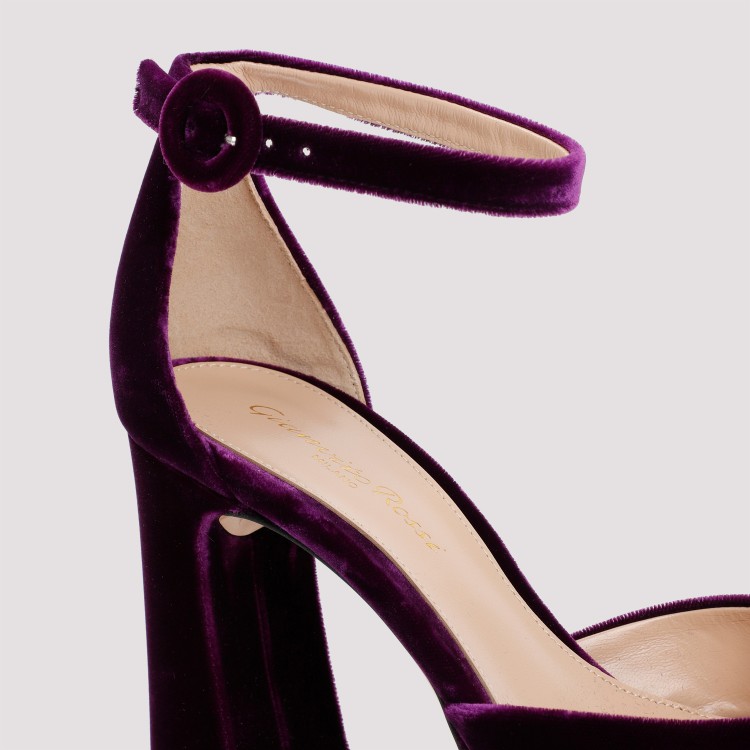 Shop Gianvito Rossi Purple Velvet Platform Sandals In Black