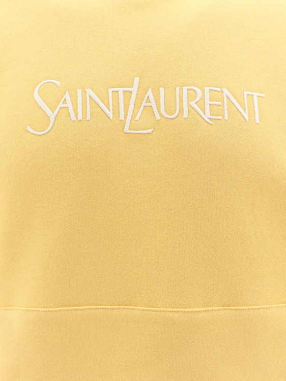 Shop Saint Laurent Biologic Cotton Oversize Sweatshirt With Embroidered Logo In Yellow
