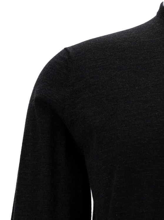 Shop Gaudenzi Grey Crewneck Sweater With Ribbed Trims In Wool In Black