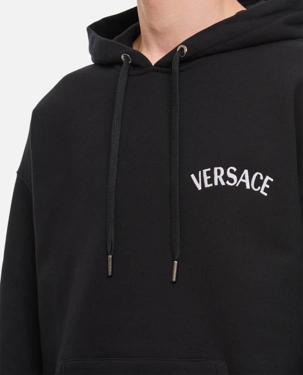 Shop Versace Sweatshirt Brushed Fabric  Milano Stamp Print In Black