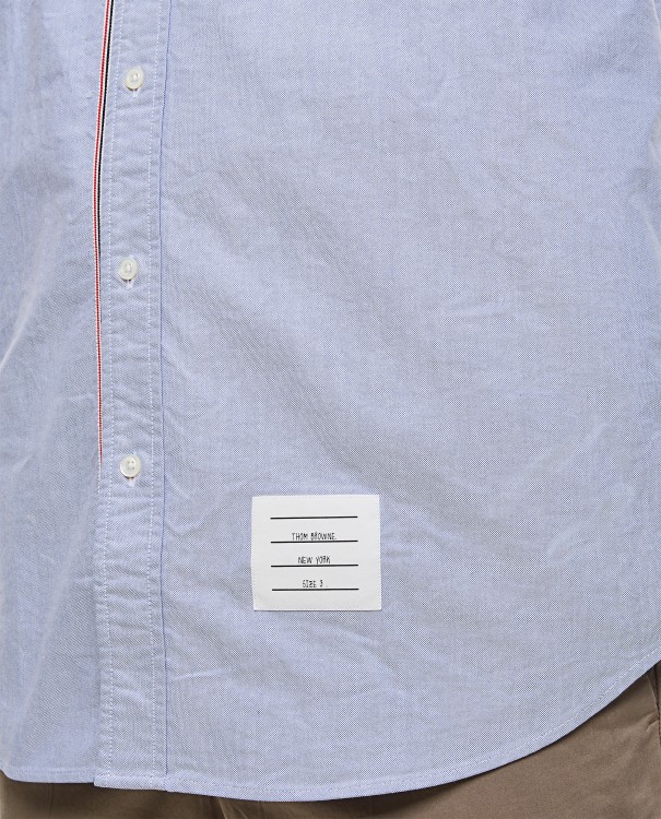 Shop Thom Browne Cotton Button Down Shirt In Blue