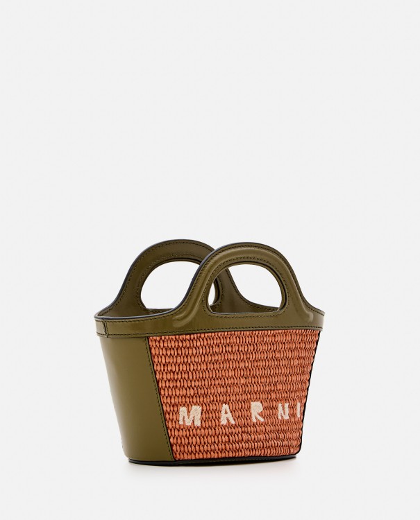 Shop Marni Micro Tropicalia Raffia Bag In Brown