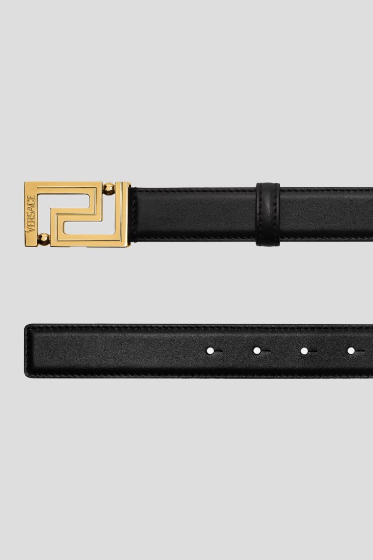 Versace Column Leather Adjustable Belt In Black