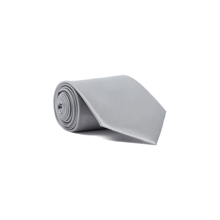 Shop Tom Ford 8cm Grey Silk Tie In White