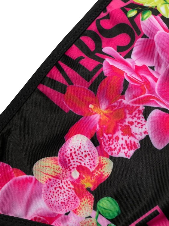 Shop Versace Floral-print Bikini Bottoms In Black