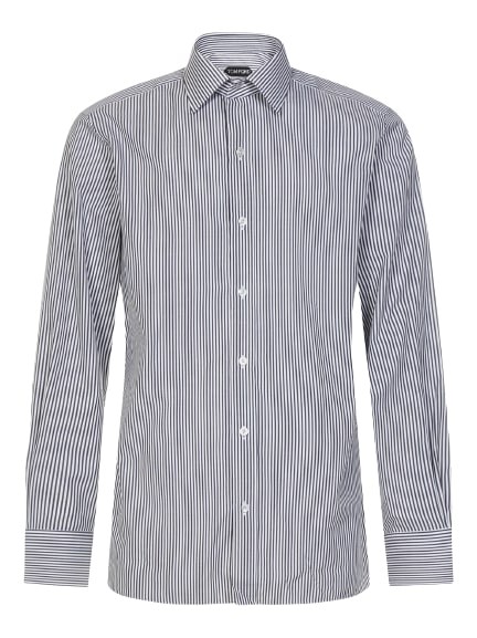 Shop Tom Ford White Cotton Shirt With Black Striped Pattern