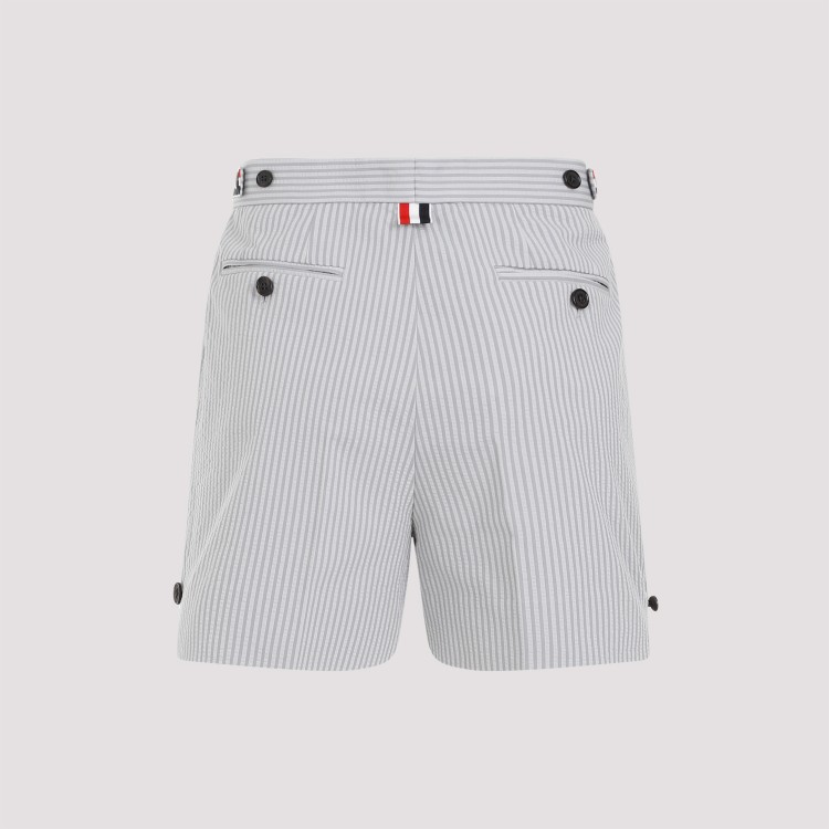 Shop Thom Browne Angled Pocket Thigh Length Grey Cotton Shorts In White