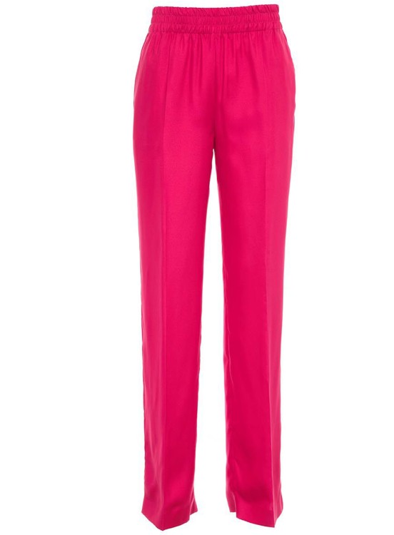 Red Valentino Satin Finish Trousers With Elastic Waistband In Pink