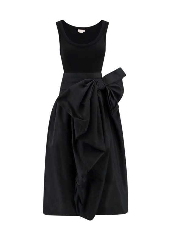 Shop Alexander Mcqueen Organic Cotton Dress With Frontal Bow In Black