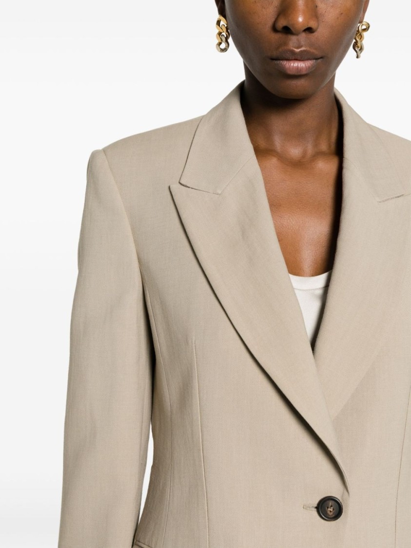 Brunello Cucinelli Peak-lapels Knitted Blazer In Neutrals