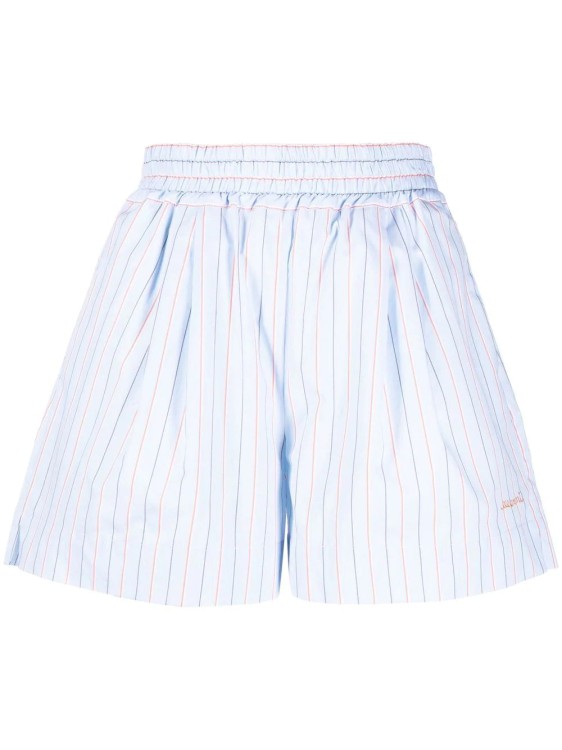Shop Marni Striped Cotton Shorts In Silver