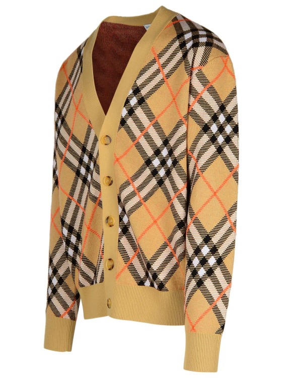 Burberry Embroidered Stretch Wool Blend Cardigan In Brown