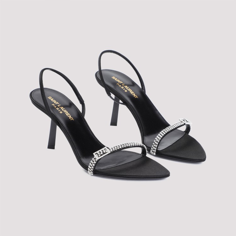 Shop Saint Laurent Rendez Vous 75 Black Silk Sandals