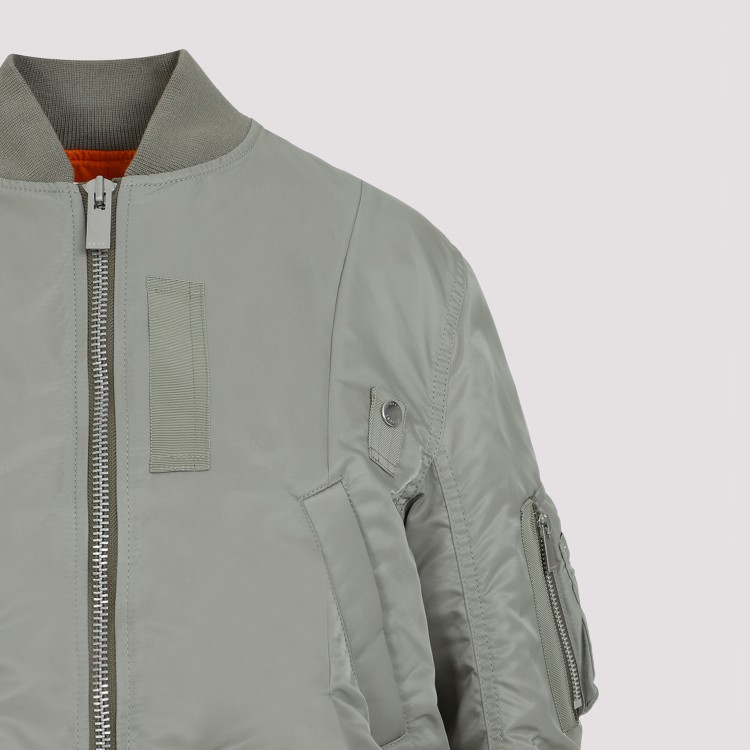 Shop Sacai Khaki Nylon Bomber Jacket In Grey