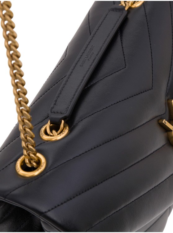 Shop Saint Laurent Loulou Black Quilted Leather Medium Crossbody Bag
