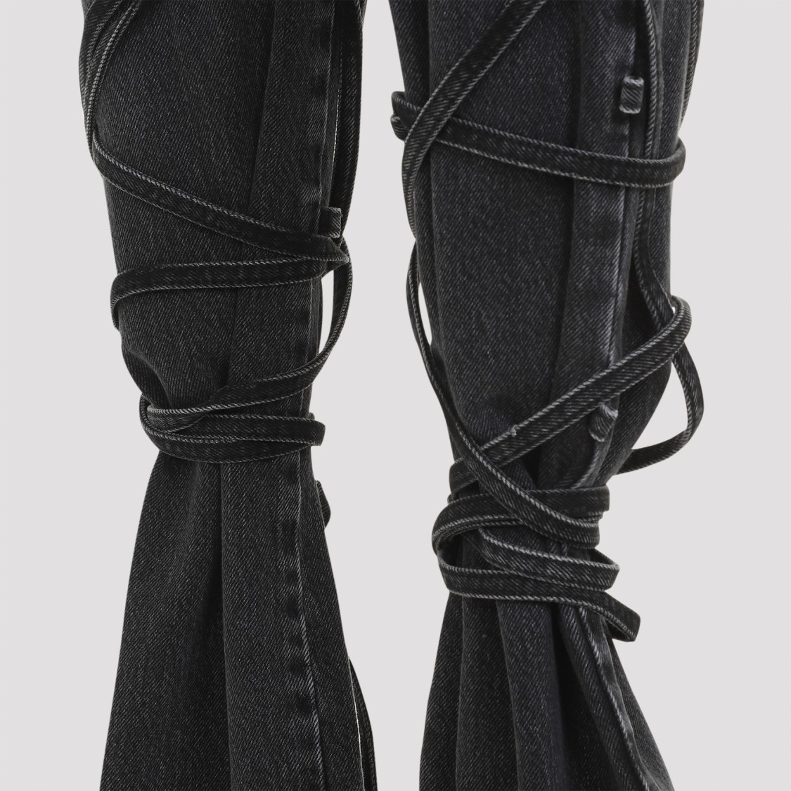 Alexander Mcqueen Flared Jeans With Unique Lace-up Detailing And High-quality Cotton Fabric In Black