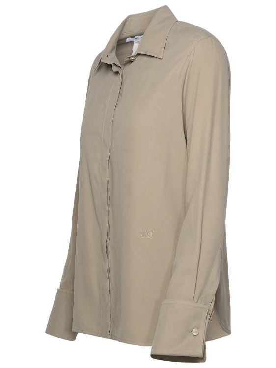 Shop Max Mara Candia' Khaki Green Silk Shirt In Grey