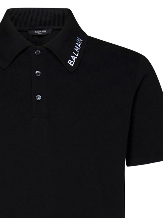 Shop Balmain Cotton Piqué Polo Shirt In Black