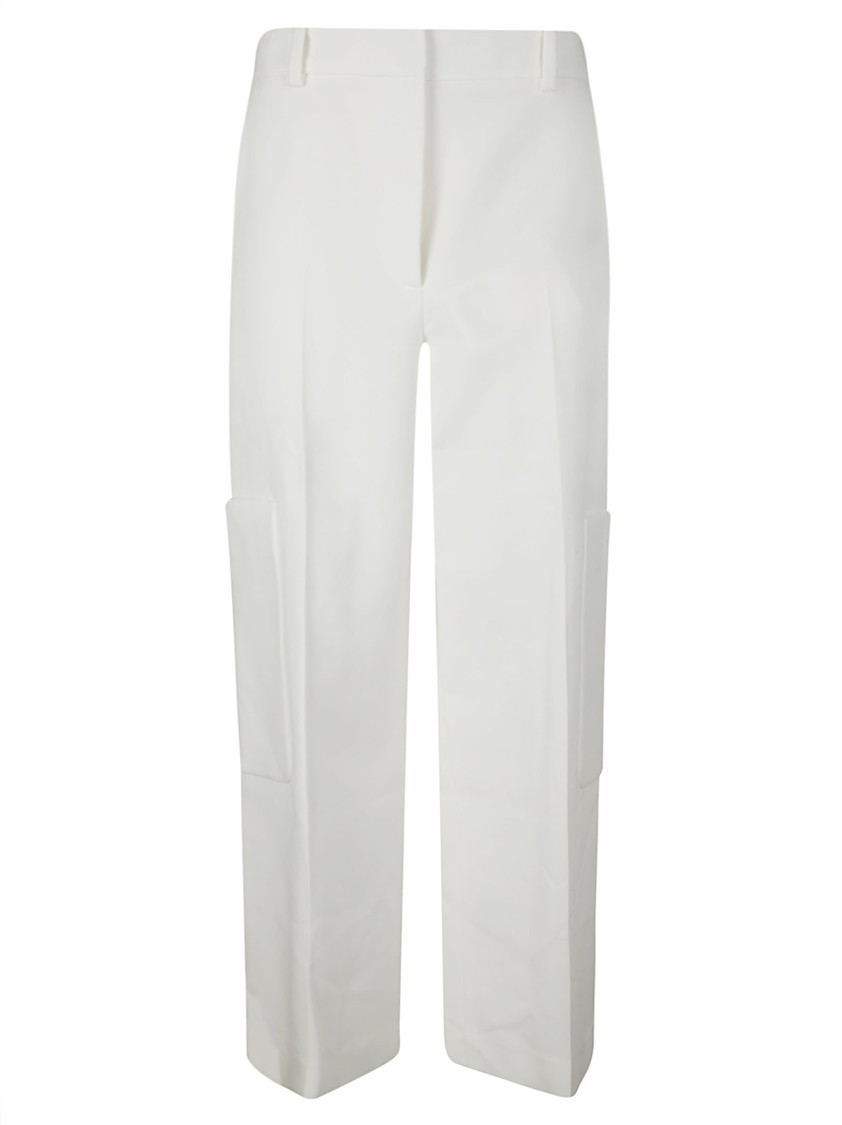 Khaite Classic Viscose Trousers With Hook And Zip Closure In White
