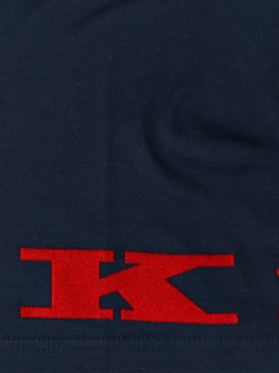 Shop Kiton Cotton T-shirt With Flocked Logo In Blue