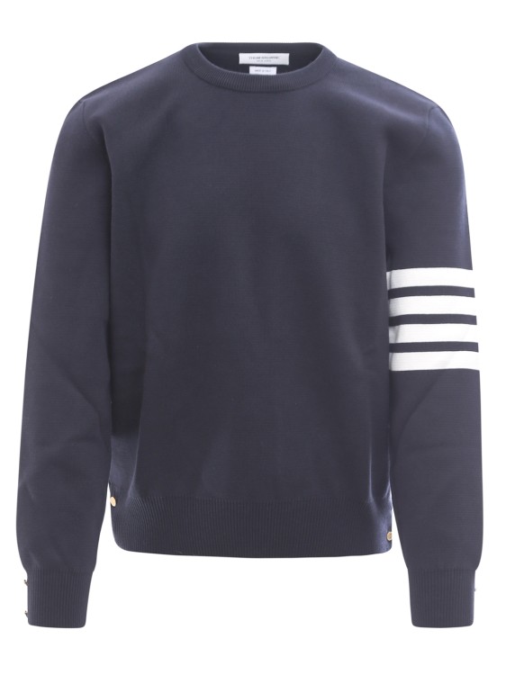THOM BROWNE COTTON SWEATER WITH GOLD BUTTON