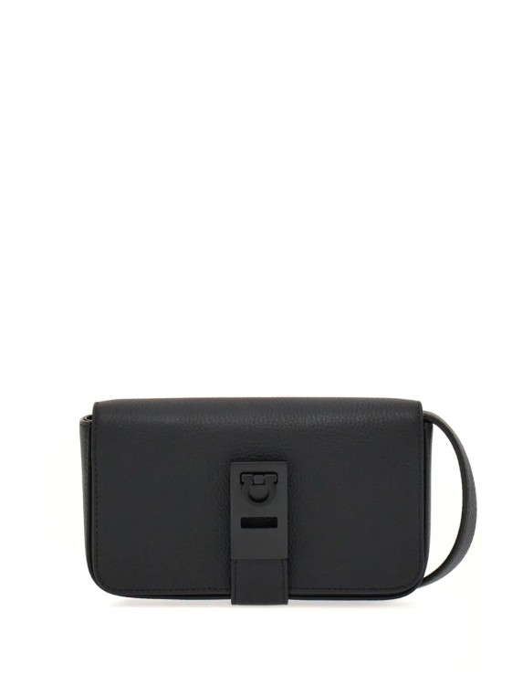 Ferragamo Gancini-plaque Leather Crossbody Bag In Black