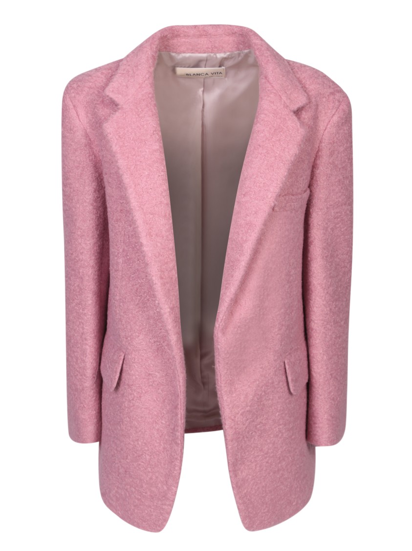 Blanca Vita Elegant Blazer Coat With Textured Fabric And Tailored Fit In Pink