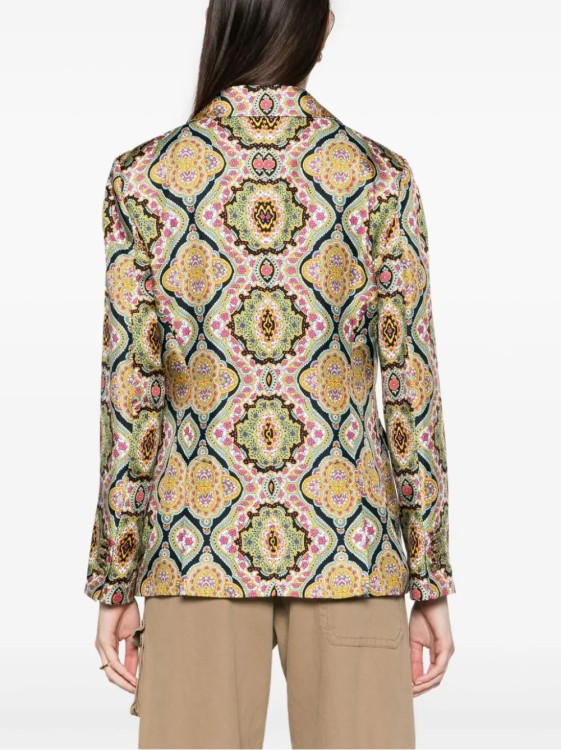 Etro Medallion-print Silk Single-breasted Blazer Jacket In Yellow