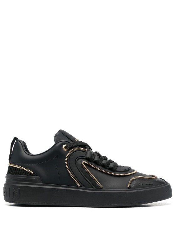 BALMAIN BLACK CALFSKIN B-SKATE SNEAKERS,0258b5fd-9adb-8d3f-ade6-8da80ec86920