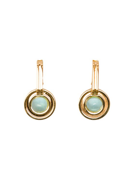 Leda Madera Sophia Gold Plated Brass Earrings With Stone  In Not Applicable