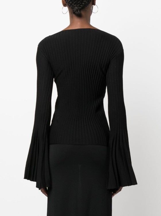 Shop Blumarine Fluted-sleeve Knitted Top In Black