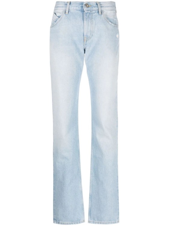 Attico Sky Blue High-waisted Straight-leg Denim Jeans In White