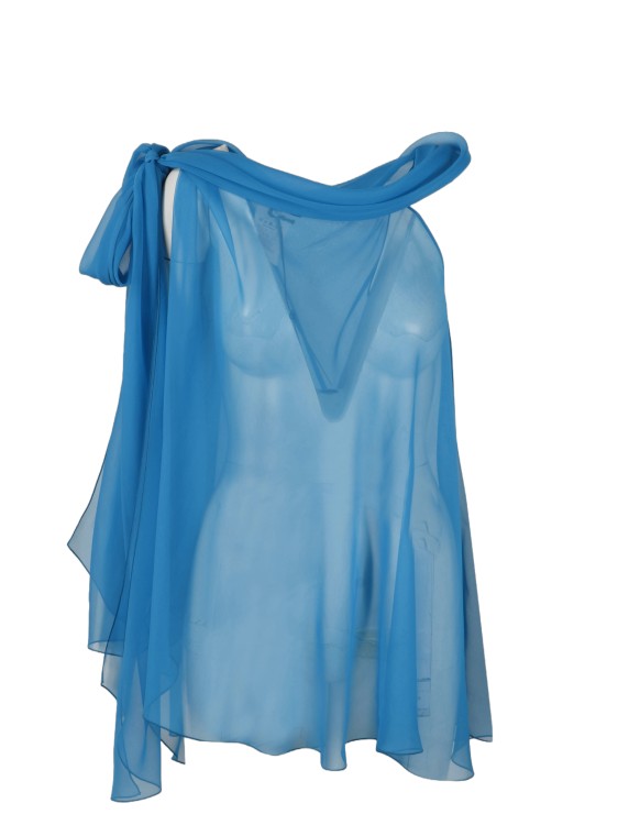 Shop Alberta Ferretti Silk Chiffon Blouse In Blue