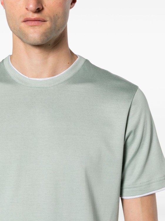 Shop Eleventy Green Layered T-shirt In White