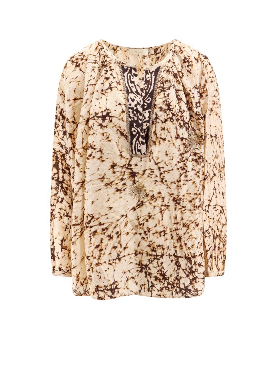 Mes Demoiselles Silk Top With All-over Print In Brown