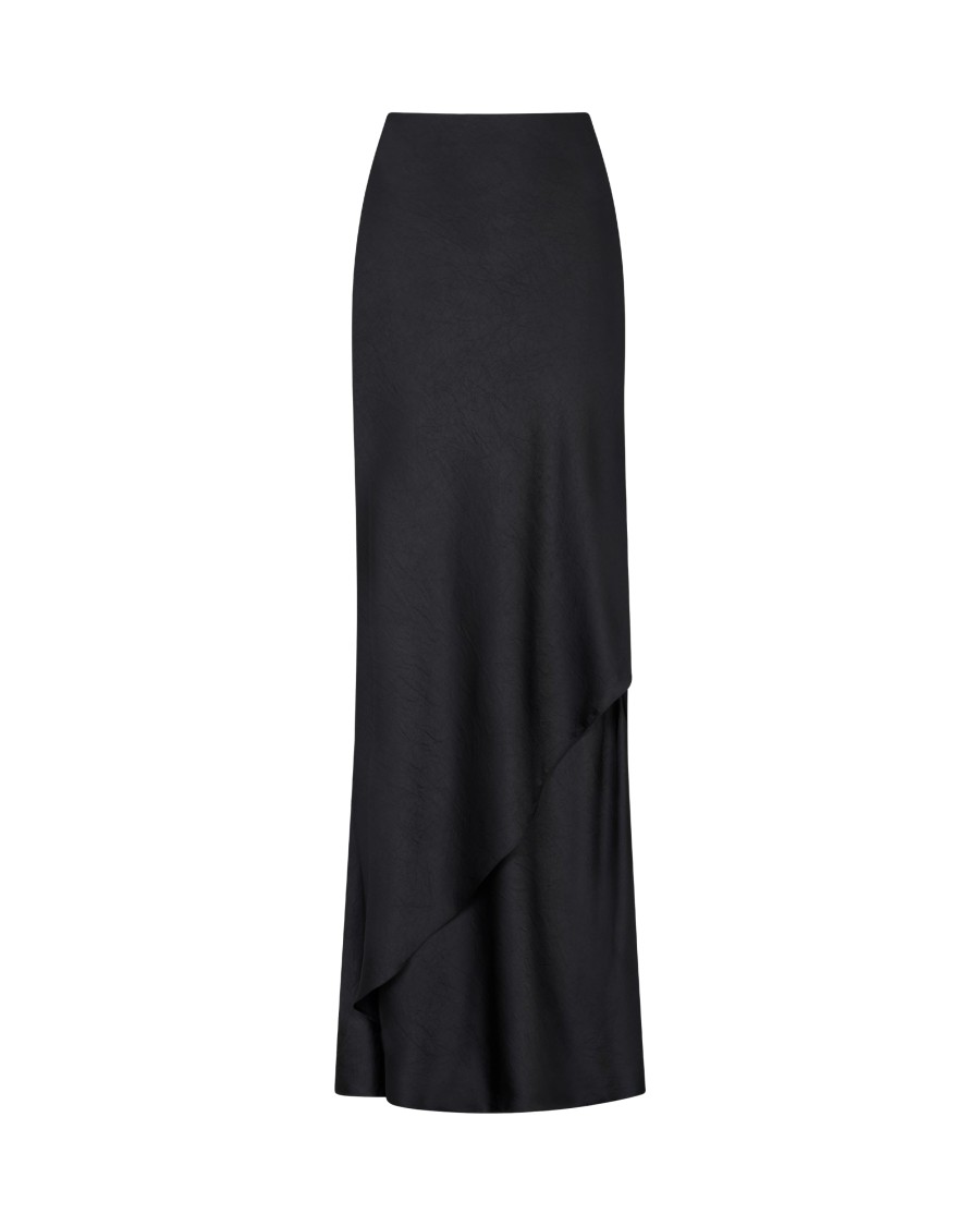 Serena Bute Double Layer Maxi Skirt - Black In Black
